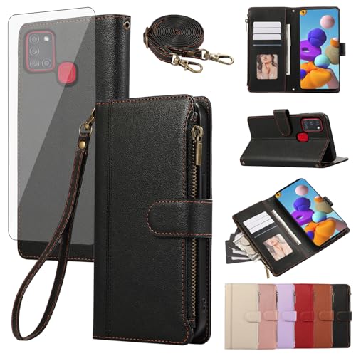 Coque Samsung Galaxy A21S en cuir noir de haute qualité avec rabat pliable