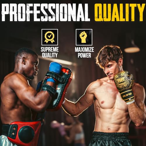 Islero EVO Fitness Matzwarte Bokshandschoenen Mannen Bokszak Vrouwen Roze MMA Muay Thai Martial Arts Kick Boksen Sparring Training Vechten Handschoenen Met Handwraps (16 Oz, Rood