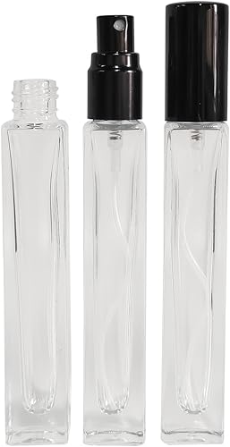 Miniatura 10 de Botella de spray de perfume de 0.3 fl oz, botella de spray de vidrio recargable, mini botella de spray cuadrada de vidrio portátil de viaje, pequeña