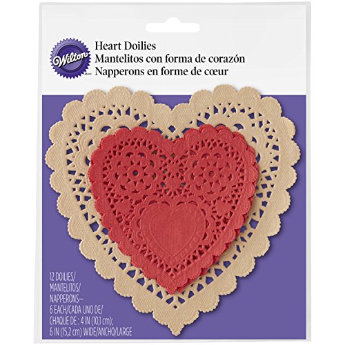 Wilton 12 Count Red Craft Hearts Assorted Doily, 6
