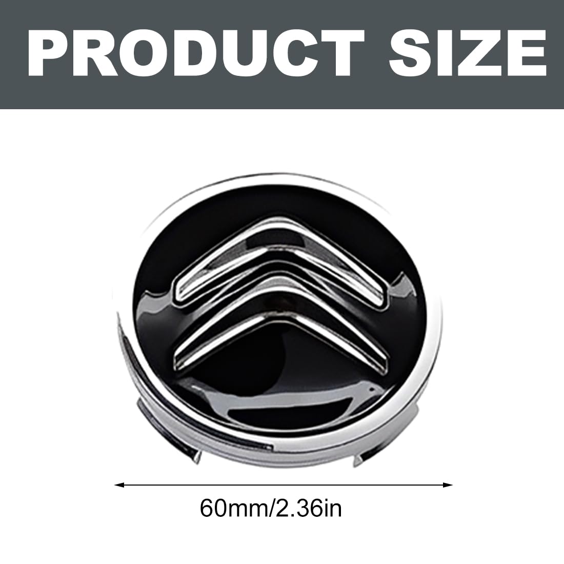 4 Pezzi Accessori Per Tappi Coprimozzo Per Citroen 60Mm C1 C3 C4 C5 C6 Ds3 Fregi Cerchi In Lega Logo（Nero）