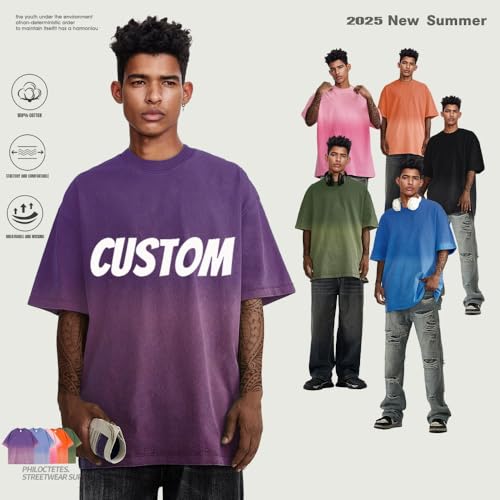 Custom Oversized T-Shirt Add Your Own Photo and Text Design to a Washed Vintage T-Shirt for Men and Women.3
