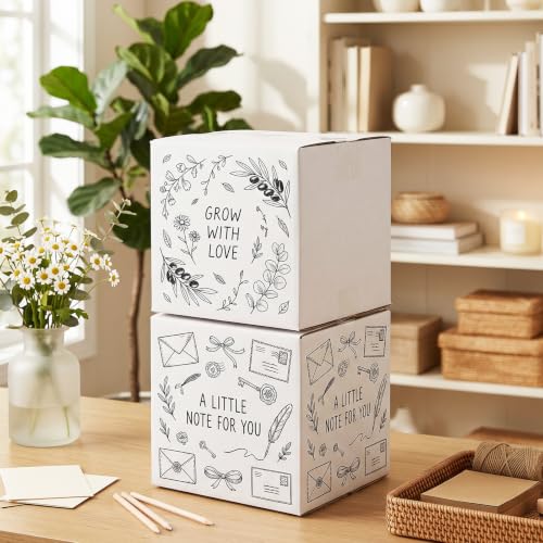 Image of HORLIMER 40 Pack 6x6x6 Shipping Boxes, White Corrugated Cardboard Box for Mailing, Packaging, Small Business