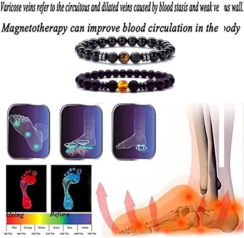 Miniatura 4 de CSIYANJRY99 Tobillera de obsidiana negra para hinchazón, tobilleras de obsidiana para mujer, tobillera delgada de hematita antiansiedad, pulsera de