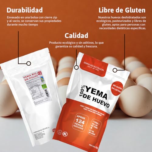 Bio-Eigelbpulver (1 kg) | Ökologische Eigelbe in Pulverform | Ohne Zusatzstoffe | Laktosefrei & glutenfrei | Vakuumverpackung im Beutel