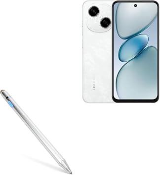 BoxWave Stylus Pen Compatible with Tecno Spark Go 1 - AccuPoint Active Stylus, Electronic Stylus with Ultra Fine Tip - Metallic Silver