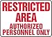 Accuform MADM594VP Plastic Sign, "Restricted Area Authorized Personnel Only", 7" Length x 10" width x 0.055" Thickness, Red On White, 7" Height, 10" Wide, 7" Length, Plastic, 7" x 10"