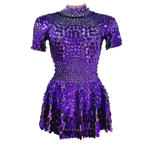 Robe moulante à paillettes avec tissu flexible haute élasticité