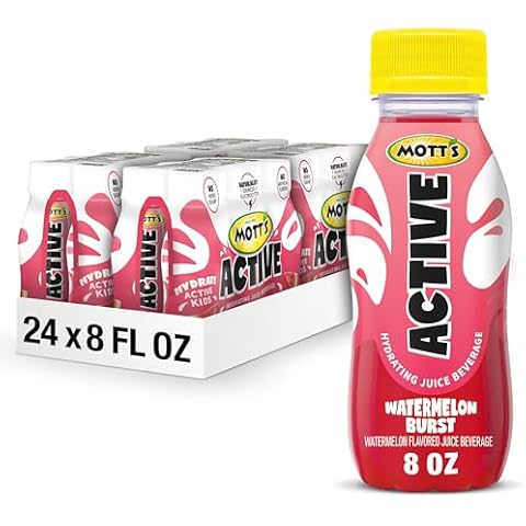 Mott's Active Watermelon Burst Hydrating Juice Beverage, 8 Fl Oz Bottles, 24 Count (4 Packs Of 6), Made With Naturally Sourced Electrolytes & Coconut Water, Gluten & Caffeine-free, Kosher Cover