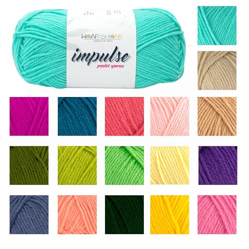 Image of WOAFashions Impulse Hand Knitting & Crochet Yarn, Premium Acrylic, 4 : Medium (Aqua) (3x100gms / 3.5oz / 200mtr / 218yds)