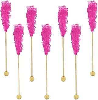 Fruidles Rock Candy Lollipops Suckers, Variety Flavor and Color Assortment, 5.5" (6-Pack, Cotton Candy - Light Blue)