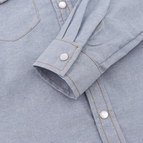Image of Spring&Gege Boys' Long Sleeve Western Cowboys Pearl Snap Button Down Shirts (5-14 Years)