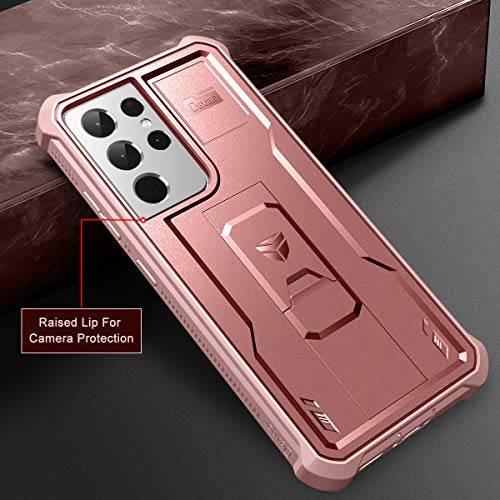 Image of Dexnor for Samsung Galaxy S21 Ultra Case, [Built in Screen Protector and Kickstand] Heavy Duty Military Grade Protection Shockproof Protective Cover for Samsung Galaxy S21 Ultra 5G, 6.8 inch Rose Gold