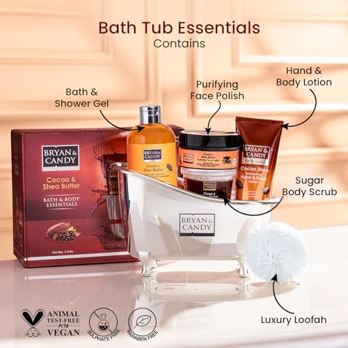 Image of Bryan & Candy Bath Tub Essentials|Gift Set For Women And Men | Complete Home Spa Experience (Cocoa Shea Tub Kit)