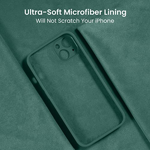 Image of FireNova Designed for iPhone 14 Case, Silicone Upgraded [Camera Protection] Phone Case, Soft Anti-Scratch Microfiber Lining Inside, 6.1 inch, Midnight Green