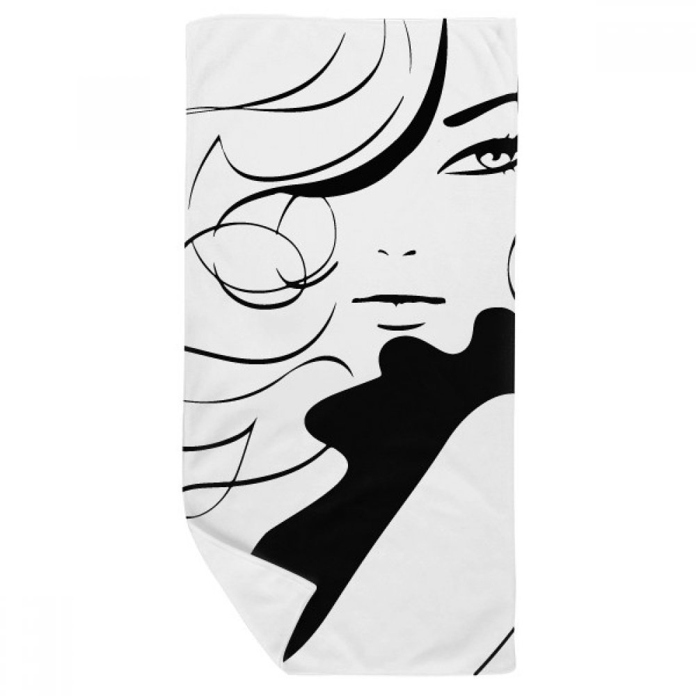 Serviette de bain motif silhouette fille 35x70cm pour toilette douce