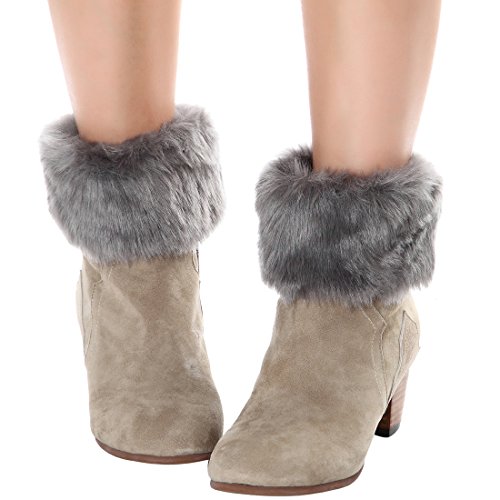 Image of Womens Fur Trim Boot Cuff Top Cover Leg Warmers
