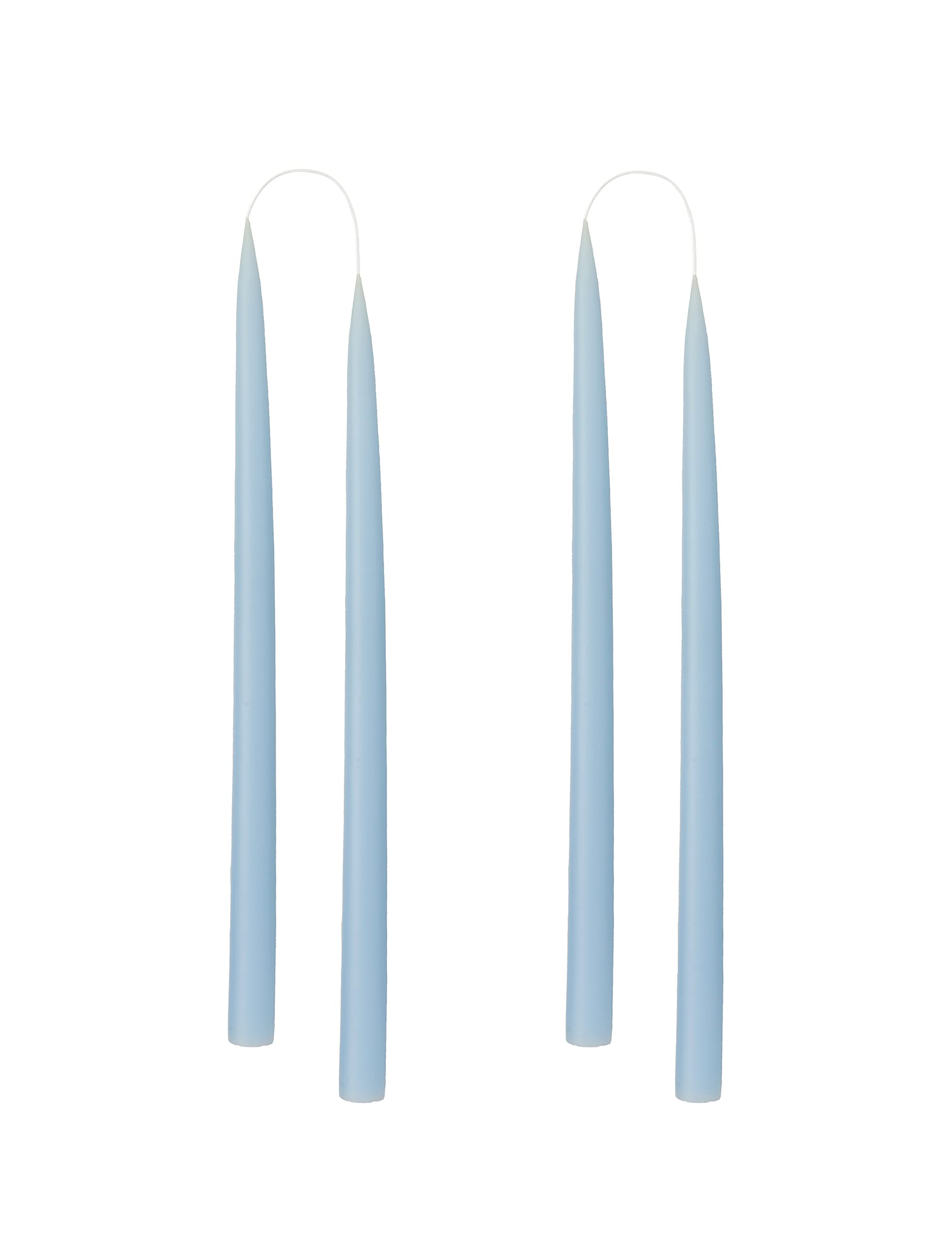 Kunstindustrien® Tapered Candles, Made in Denmark, 42 Colours Available, Dripless & Smokeless Dinner Candles, Candles Long Burning 15 Hours, Unscented Candle Gift Set, 4pcs. 2.2 x 35cm (Pastel Blue)