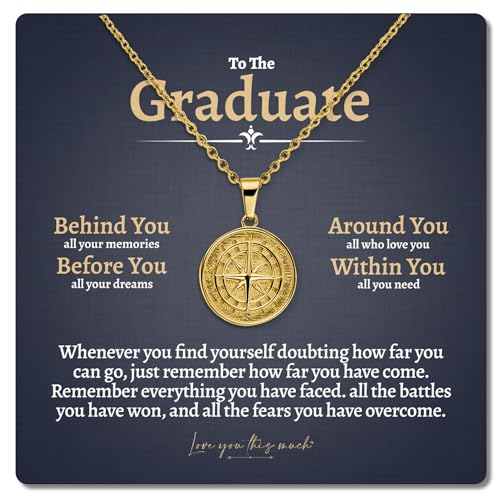 Love You This Much To The Graduate Compass Necklace, Graduation