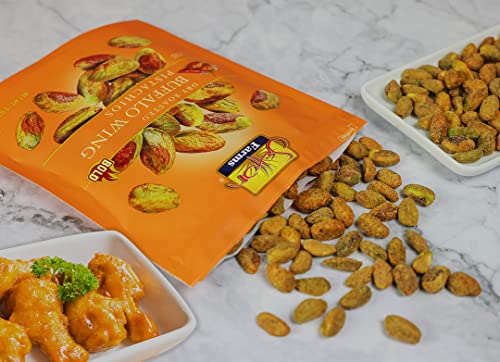 Image of Setton Farms Pistachios, Buffalo Wing Flavored Pistachios, Naturally Seasoned, Dry Roasted No Shell Pistachios, Non-GMO Project Verified, Gluten Free, Vegan, Kosher, 5 Oz Resealable Bag (Pack of 2)