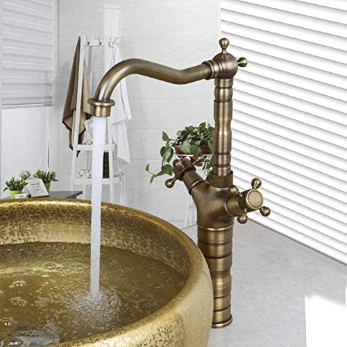 Mitigeur d'évier à double poignée en laiton pour robinet de cuisine rétro eau chaude et froide