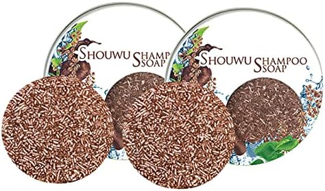 QUAAM 2pcs Hira Darkening Shampoo Bar for Gray Hair,Black & Thick Hair Fallopia Multiflora Shampoo Soap, Organic Shampoo Bar Promotes Hair Growth（shouwu）