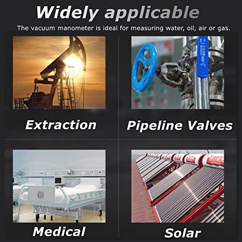 143 Vakuummeter 1/8 BSPT-Unterdruckmanometer Vakuummeter Synchrontester, 50 mm Messuhr 1-0Bar -30-0inHg Dual-Scale-Manometer Vakuum Messuhr, Unterdruck Manometer zur Messung Wasser, Öl, Luft oder Gas