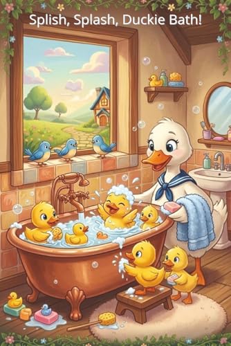 Splish, Splash, Duckie Bath!: Back to school cute baby duck journal wide ruled for kids child. The cottage bathroom is alive with cheerful calls and water bubbles!