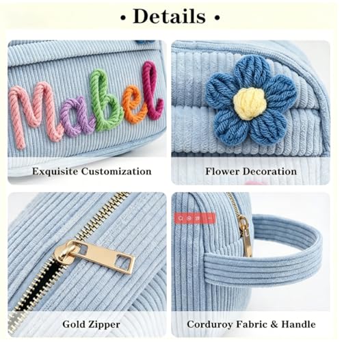 campaign:KEQHAULI Custom Product Collection-10% Campaign lD: L5YJ21OUT134 Product name: KEQHAULI custom Corduroy Pencil Bag, Custom Name Zipper Pencil Case for Men Women Teens, Large Capacity Stationery & Cosmetic Pouch - image 3