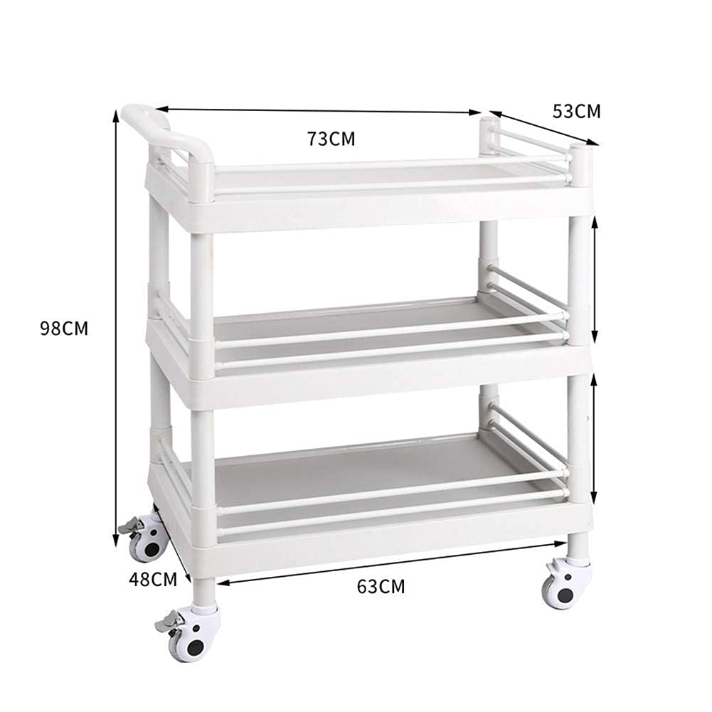 Beauty - Carrito rodante con asa y bandeja de almacenamiento, herramienta móvil con freno de rueda universal, 37/44,5/53 cm de ancho, diseño elegante y funcional (color: estilo 2, tamaño: 54 x 37 x 98