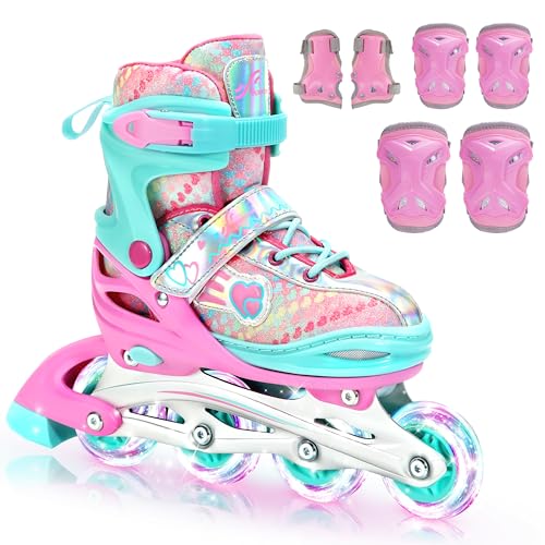 Inliner für Kinder 34-41 Verstellbar, Sportneer Inline Skates Mit 6er...