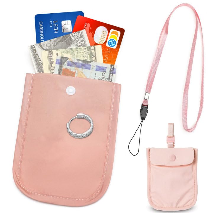 Image of Wallet, 2PCS RFID Washable Hidden Boot Wallet- Adjustable, Credit Cards & Money & Valuables with Adjustable Elastic Neck Strap Suitable for All Bra Sizes -Anti-Pickpocket Travel Pouches Under Clothes