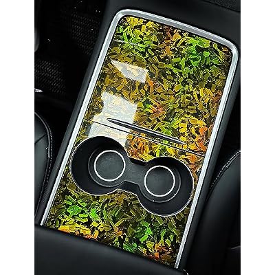 NewL Gloss Forged Carbon Fiber Gold Center Console Wrap Film Interior Compatible with Tesla 2021-2024 Model Y & 2021-2023 Model 3 Tesla Accessories (Gold)