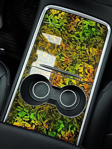 Image of LZLRUN Gloss Forged Carbon Fiber Self Adhesive Vinyl Wrap Film for Car Moto (Chameleon Gold, 1ft x 10ft) | Gloss Chameleon forged carbon texture, With install tools, Air release, Self-adhesive, For car moto furniture laptop