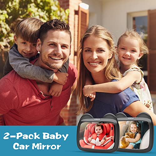 Nusican 𝟮𝟬𝟮𝟯 𝗨𝗽𝗴𝗿𝗮𝗱𝗲𝗱 Baby Car Mirror 2 Pack - Safely Monitor Infant Child In Rear Facing Car Seat,Wide Angle Adjustable Baby Mirror For Car,Secure And Shatterproof #TOP1