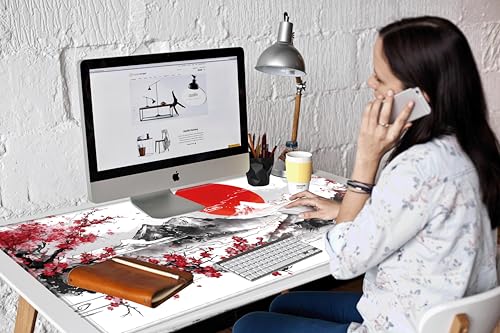 Image of 48x24 Mouse Pad Giant Cherry Blossom Desk Mat Large Mousepad Gaming Red Sakura Mouse Mat Huge Oversized Desk Pad XXXXL Computer Mat for Office Work Women