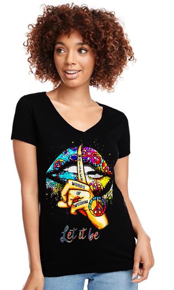 Women's Slim-Fit Short-Sleeve V-Neck T-Shirt with Beautiful Print Design Victoria Collection