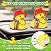 Firefighter Rubber Duck Car Dashboard Ornament with Helmet, Gold Necklace & Extinguisher - Squeaky Silicone Decor for Car, Truck, SUV Interior Accessories (DIY Assembly)