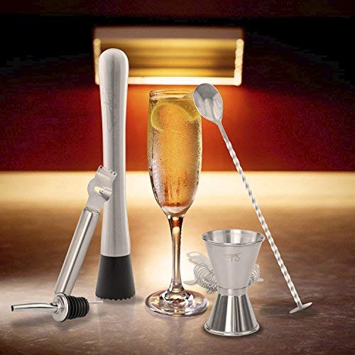 Bar Tool Essentials Deluxe Bar Set with 6 Crafted Stainless Steel Bar