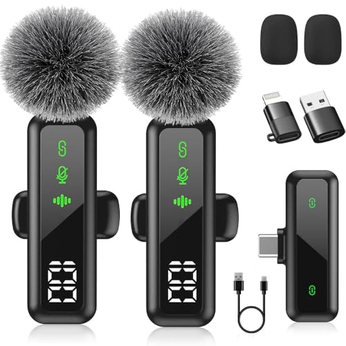 YiYunTE Inalambrico Microfono Solapa, Inalámbrico Bluetooth Micrófono para Movil, Wireless Lavalier Microphone con Clip, USB C Micro Inalambrico Mini Micrófono para Podcast Grabación de Video Vlog