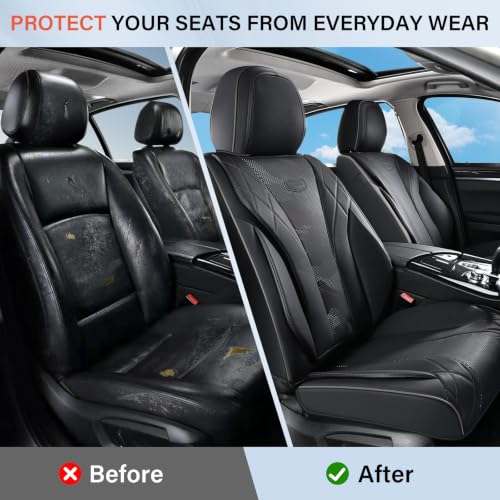 Image of Coverado Front Seat Covers, Automotive Seat Covers Front Seats, 2 Pack Waterproof Seat Covers Universal Fit for Most Cars SUV Trucks (Front, Black)