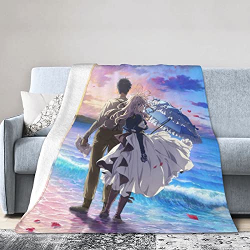 毛布 ヴァイオレットエヴァーガーデン アニメ ひざ掛け 軽量 薄手 ブランケット フランネル 洗える 静電気防止 暖かい 柔らかい なめらかな肌触り 四季適用 かわいい 人気 プレゼント fw123 200x150cm