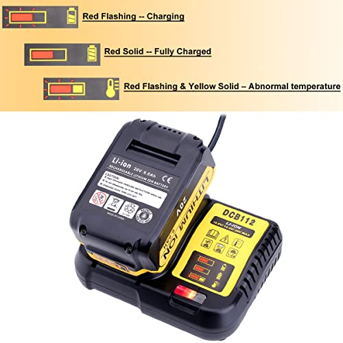 Biswaye Fast Charger Dcb115 Dcb112 Compatible With Dewalt 12V-20V Max Lithium Battery Dcb207 Dcb606 Dcb201 Dcb206 Dcb203 Dcb120 Dcb127 Battery Charger Dcb107 Dcb101 #TOP5