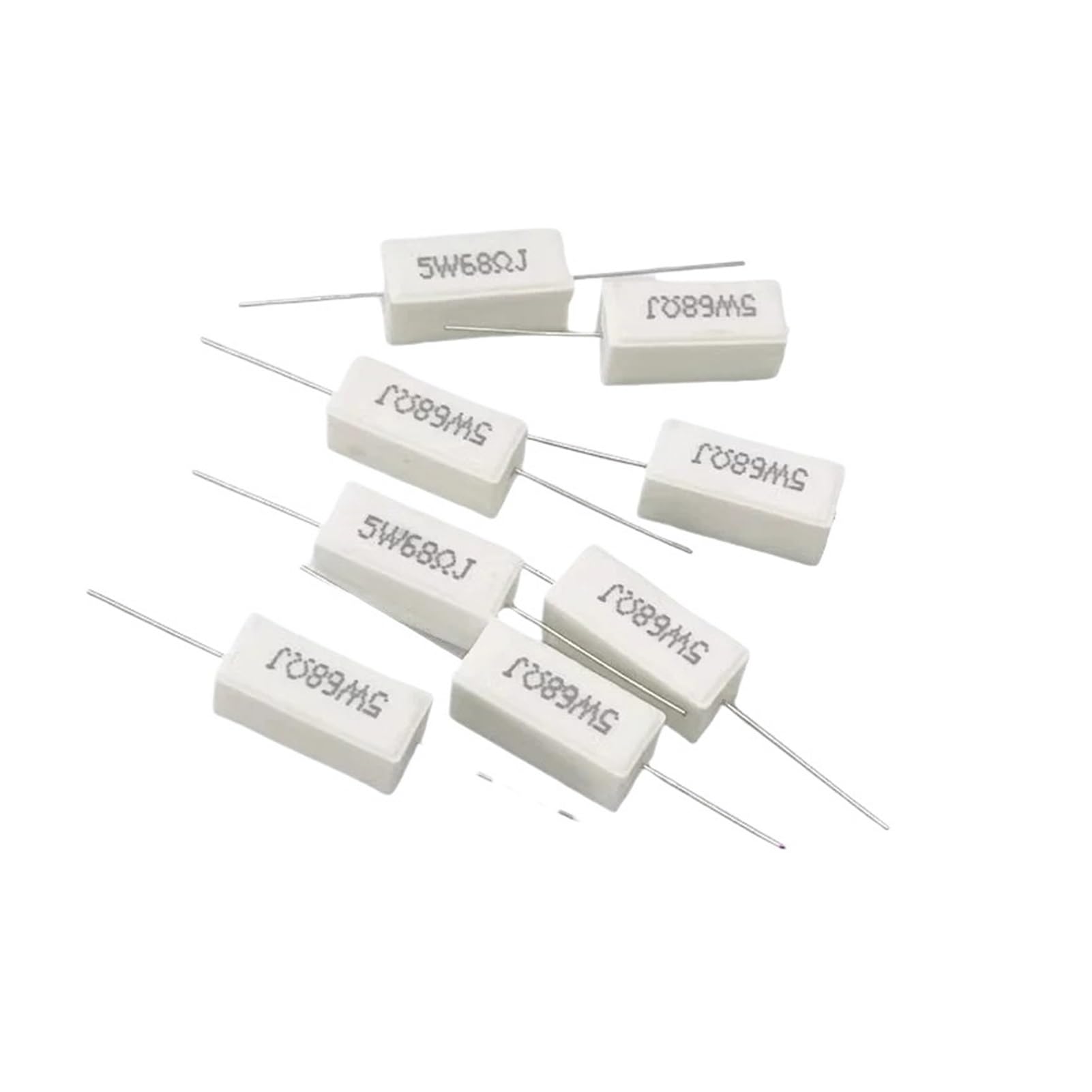 GUTUYEHKEA Cement Resistors 10PCS 5W Horizontal 0.1R .25 .47 3 5R 6.8 10 100 Ohms 1K 10K 47K(0.02 Ohm)