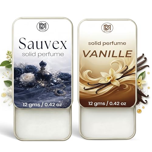 Image of Dr.Mashur Solid Perfume |Vanille&Sauvex Alcohol Free Wax Perfume Balm, Long Lasting | Pocket Tin 12g, Pack Of 2| Non Greasy Smooth Glide, Travel Friendly Men And Women