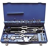 Coffret tarauds filières complet BGS Technic 3 à 12 mm Matière: Acier HSS-G Comprend : - 7 jeux de 3 tarauds (ébaucheur, intermédiaire et finisseur) : M3 X 0.5 M4 X 0.7 M5 X 0.8 M6 X 1 M8 X 1.25 M10 X 1.5 M12 X 1.75 - 7 filières: M3 x 0,5 (Ø 20 x 5 mm) M4 x 0,7 (Ø 20 x 5 mm) M5 x 0,8 (Ø 20 x 7 mm) M6 x 1,0 (Ø 20 x 7 mm) M8 x 1,25 (Ø 25 x 9 mm) M10 x 1,5 (Ø 30 x 11 mm) M12 x 1,75 (Ø 38 x 14 mm) - 5 porte filières. - 2 tourne gauche (n 1 et 2). - 7...