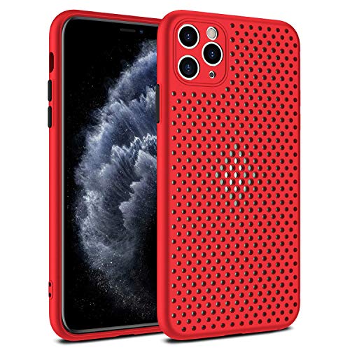 Image of Heat Dissipation Cover for iPhone, Ultra Slim Breathable Hollow Design, Full Camera Lens Protection Shockproof TPU Cooling Case (Red,iPhone 15)