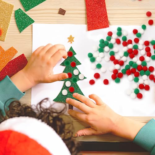 SEPGLITTER Christmas Pom Poms Balls, 600 Pieces Red Green White Pompoms Pom Poms for Crafts Making DIY Holiday Christmas Decorations Supplies (3colors, 1.5 cm ) - Thumbnail 6