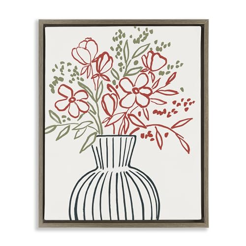 Botanical Vase Floral Simplicity, 17 x 21 Inch Canvas in Floater Frame