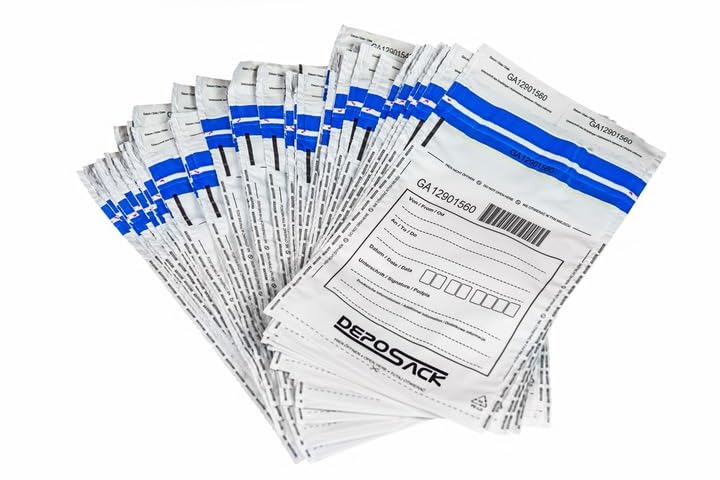 Sicherheitsumschläge LDPE manipulationssicherer Sicherheitsbeutel mit fortlaufender Nummerierung & Kontrollabschnitt starke Schweißnähte 50 Stück je Variante (Weiß A5 (155 × 260 mm))